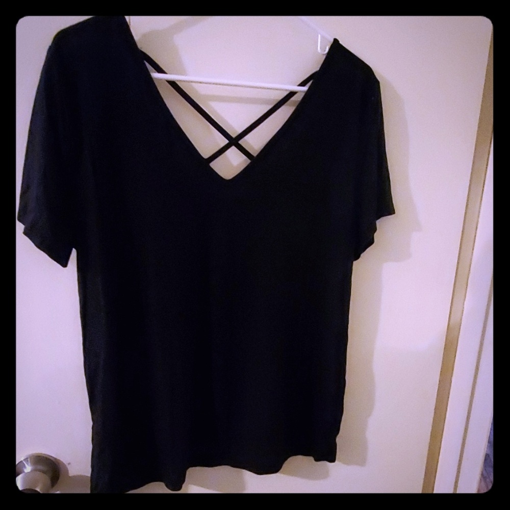 Black tee with cross details